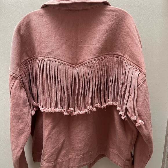 Women’s EUC blush pink fringe button up jacket. - Picture 7 of 8